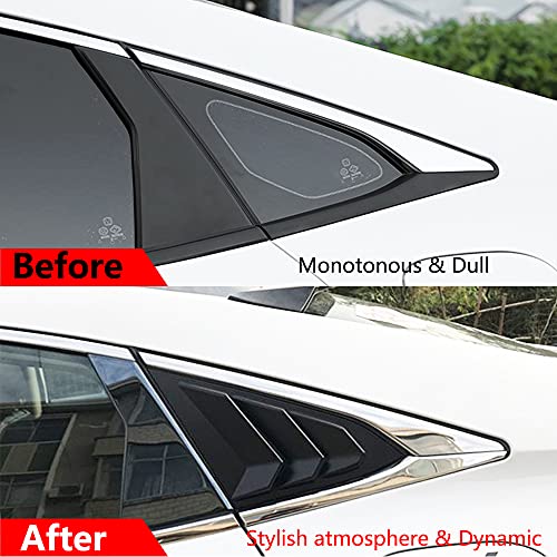 HTRACING for 10th Gen Civic Sedan Rear Side Window Louvers Air Vent Scoop Shades Cover Blinds Racing Style Compatible with Civic Sedan 2021 2020 2019 2018 2017 2016 (Matte Black) - Image 4