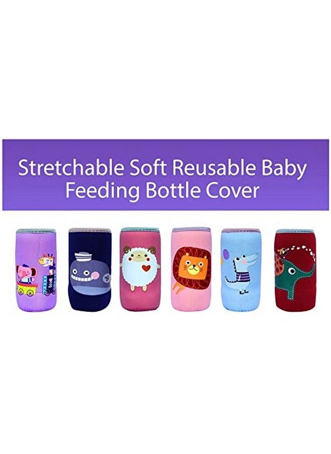 Alya - The Cheeky Kidzz Reusable Adjustable Baby Feeding Bottle Cover Sleeve Cartoon Print With Holding Strap Suitable For 120Ml 220Ml 240Ml Slim Neck Feeding Milk Water Feeder Bottles (Design 24) - Image 1