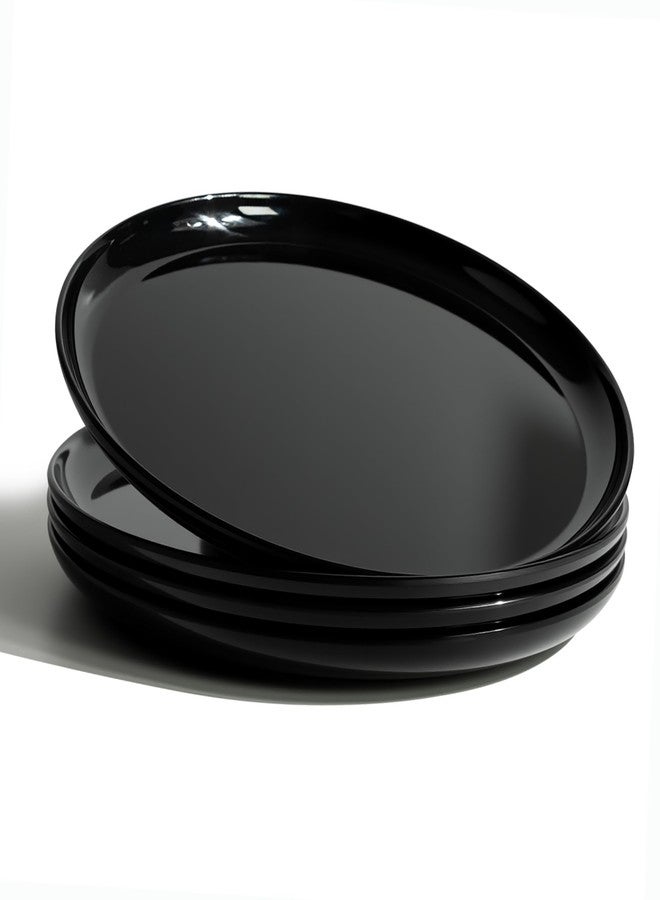 ONEderful 9 Inch Melamine Dinner Plates Set of 4 - Black Modern Flat Plates, Durable & Lightweight Catering Dishes for Parties, Picnics, Holidays, Dishwasher Safe - Image 1
