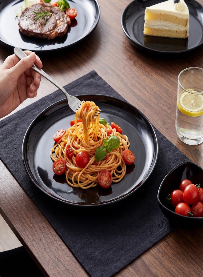 ONEderful 9 Inch Melamine Dinner Plates Set of 4 - Black Modern Flat Plates, Durable & Lightweight Catering Dishes for Parties, Picnics, Holidays, Dishwasher Safe - Image 3