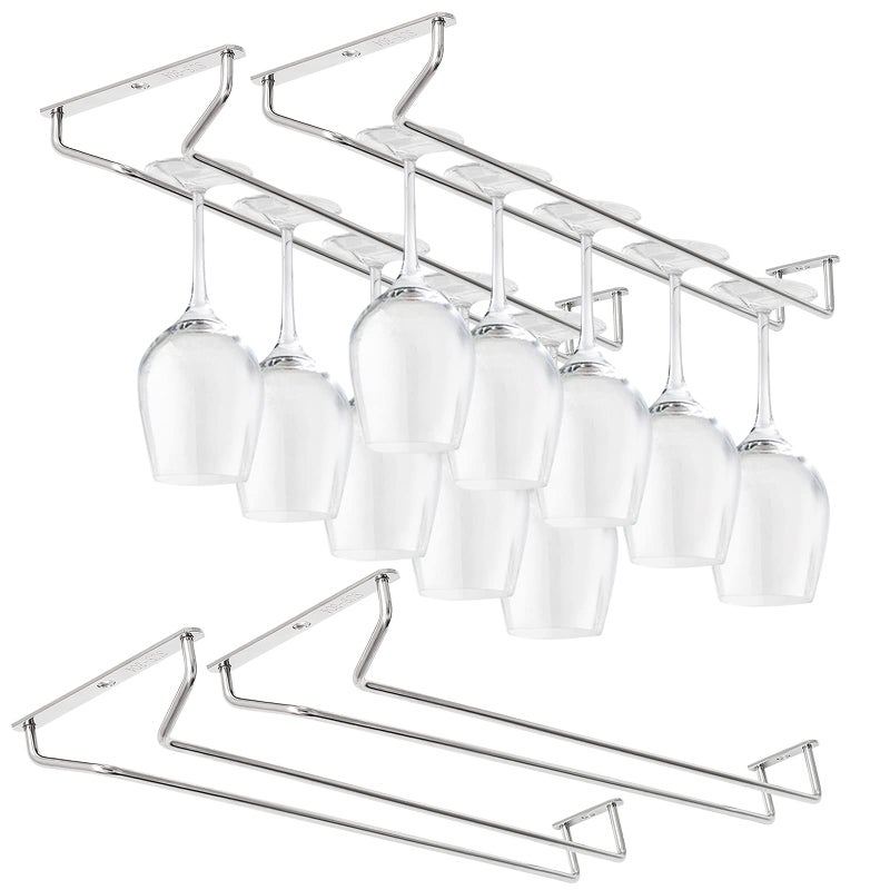 CUKE2BEET 157 Inch Stainless Steel Wine Glasses Rack Under Cabinet Stemware Rack Rust Resistant