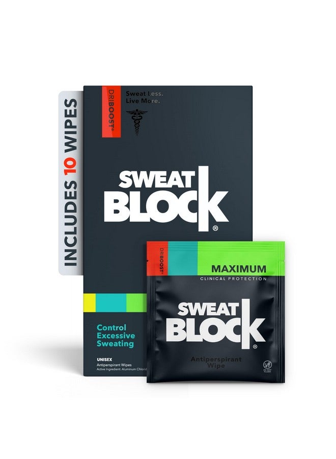 Sweatblock SweatBlock Max Clinical Antiperspirant for Men & Women - Armpit Anti Sweat Wipes for Excessive Sweating - Block Sweat for up to 7 days - 10 Wipes - Image 1