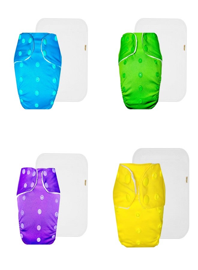 حفاضات قماشية فاخرة من دمبلدو مع حشوة قطنية (عبوة من 4) | ملائمة تمامًا | تسمح بمرور الهواء | سهلة التنظيف | مناسبة للارتداء طوال اليوم | من 3 أشهر إلى 3 سنوات | مناسبة للجنسين