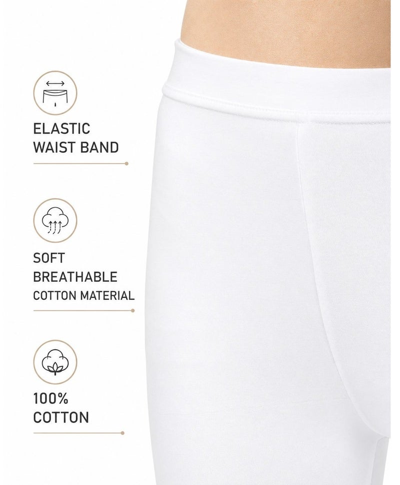 Fabienne Cotton Leggings for Women Soft Stretch Pants Cotton Yoga Pants Elastic Waist Womens Leggings White Skinny Comfortable Everyday Fit - Image 2