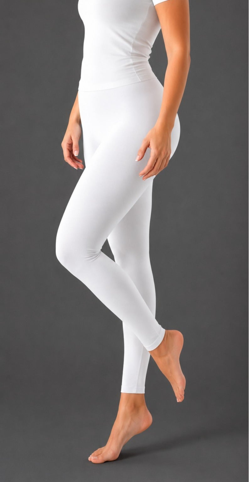 Fabienne Cotton Leggings for Women Soft Stretch Pants Cotton Yoga Pants Elastic Waist Womens Leggings White Skinny Comfortable Everyday Fit - Image 5