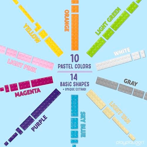 Play Platoon 1100 Piece Building Bricks Play Set, 10 Pastel Colors Bricks, Includes Wheels, Tires, Axles, Windows & Door Pieces - Image 2