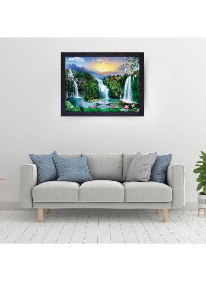 Masstone Waterfall Painting With Frame Vastu | Natural Paintings for Living Room 35X28 CM | Wall Scenery for Bedroom, Office, Home Decoration Items | Waterfall Lake Painting - Image 5
