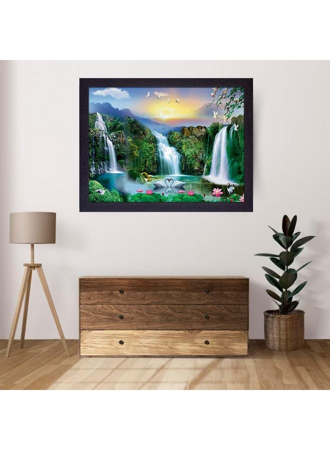 Masstone Waterfall Painting With Frame Vastu | Natural Paintings for Living Room 35X28 CM | Wall Scenery for Bedroom, Office, Home Decoration Items | Waterfall Lake Painting - Image 3