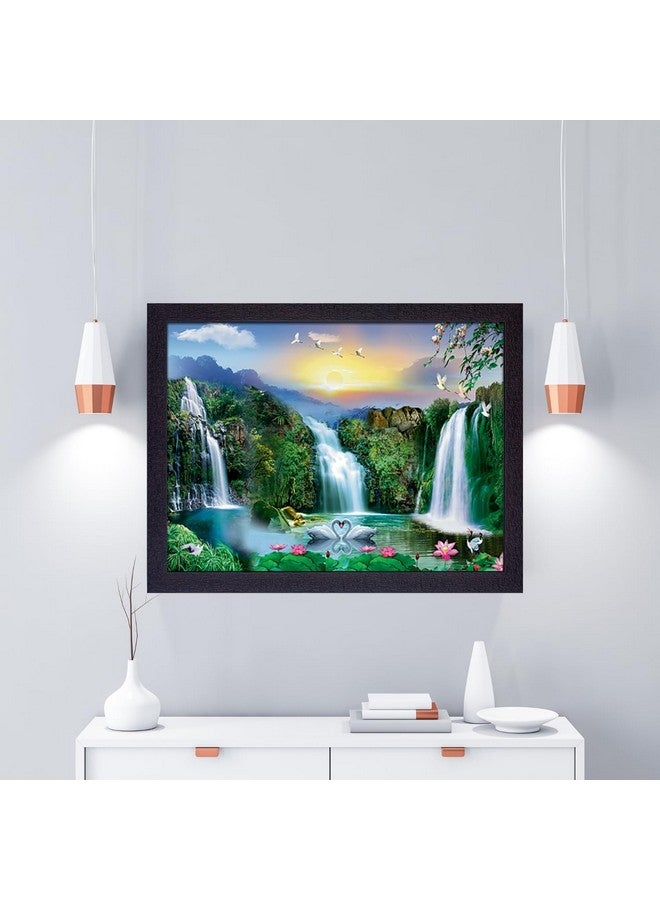 Masstone Waterfall Painting With Frame Vastu | Natural Paintings for Living Room 35X28 CM | Wall Scenery for Bedroom, Office, Home Decoration Items | Waterfall Lake Painting - Image 4