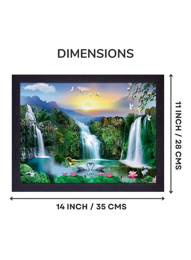 Masstone Waterfall Painting With Frame Vastu | Natural Paintings for Living Room 35X28 CM | Wall Scenery for Bedroom, Office, Home Decoration Items | Waterfall Lake Painting - Image 2