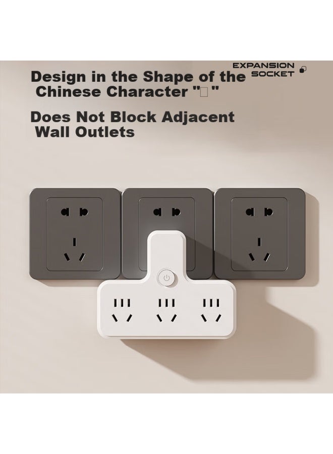 Oaks Aux Socket Adapter, Power Converter, Dormitory Power Strip, Extension Socket With Three-g Design, Master Control Wireless One-to Converter Socket, 3-outlet - Image 1