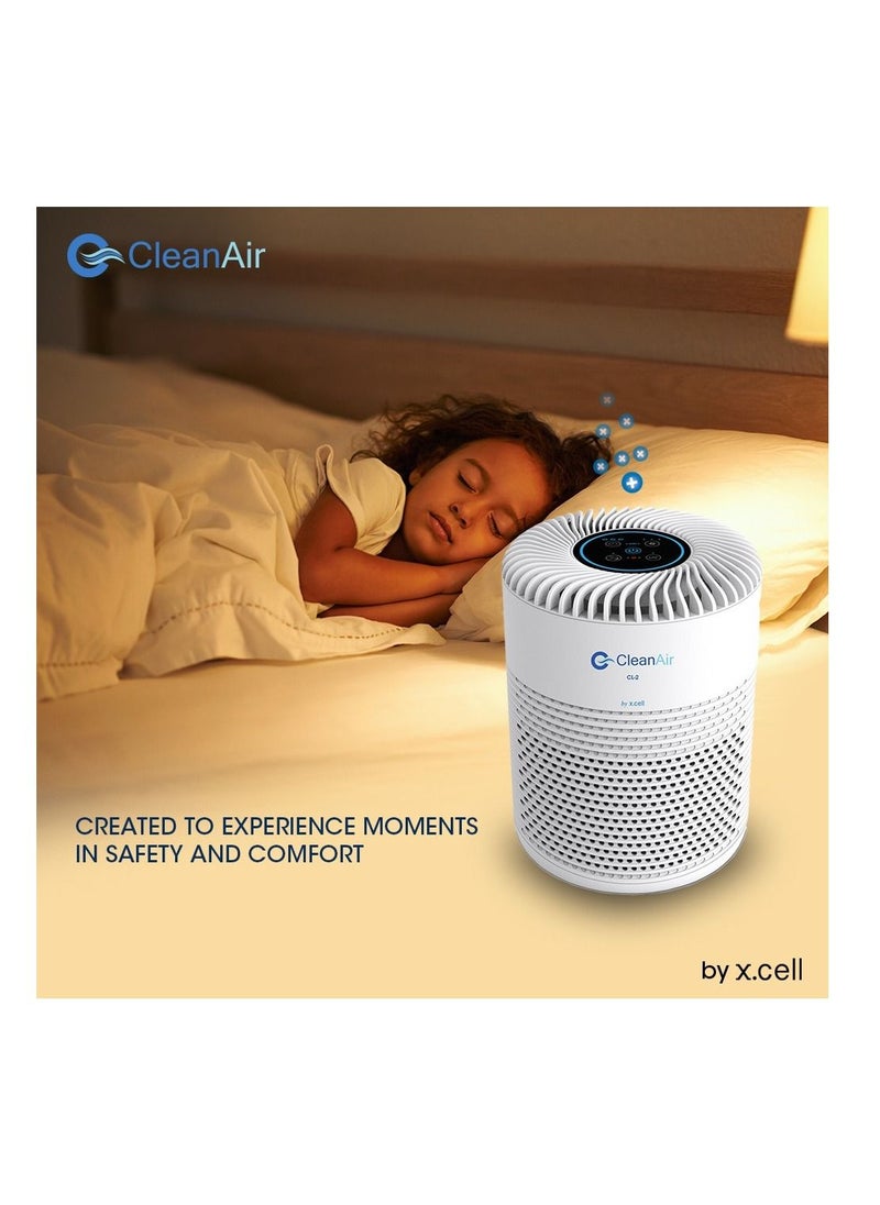 إكسيل - منقي الهواء Clean Air CL2 من Xcell ، مع فلتر H13 HEPA ، وفلتر الكربون النشط وفلتر مضاد للبكتيريا ، والحماية من الحساسية ، والحيوانات الأليفة ، والغبار ، والربو ، والروائح البيضاء - Image 1