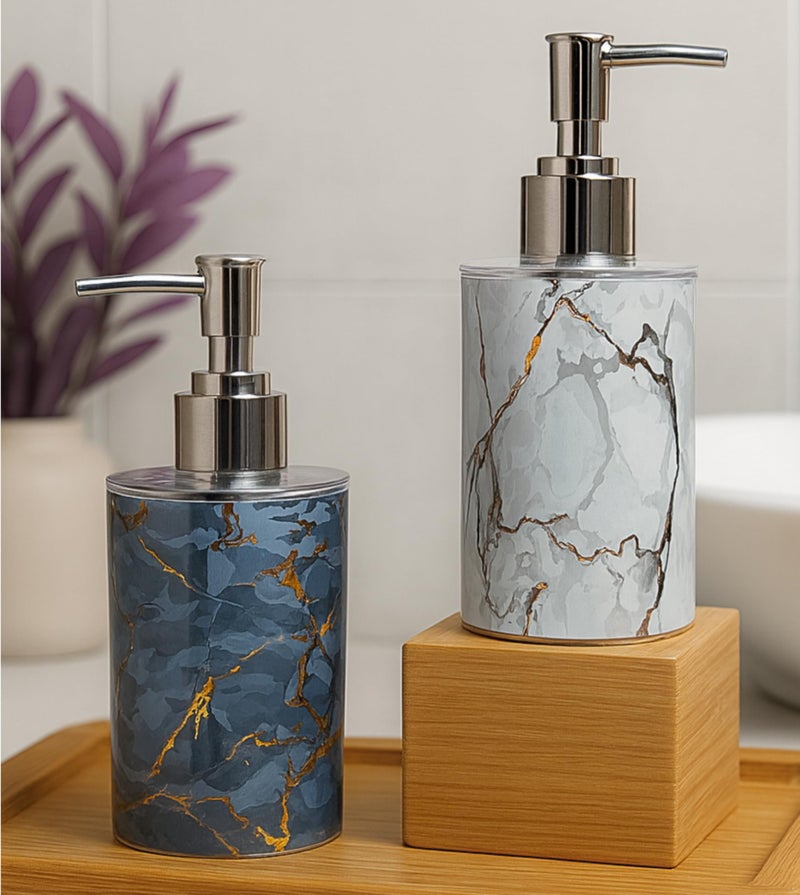 Emoh Roced Liquid Soap Dispenser 250ML – Refillable Unbreakable Plastic Bottle for Handwash, Sanitizer, Lotion, Shampoo – Bathroom, Kitchen, Sink, Shower, Wash Basin (Combo, Pack of 2) - Image 1