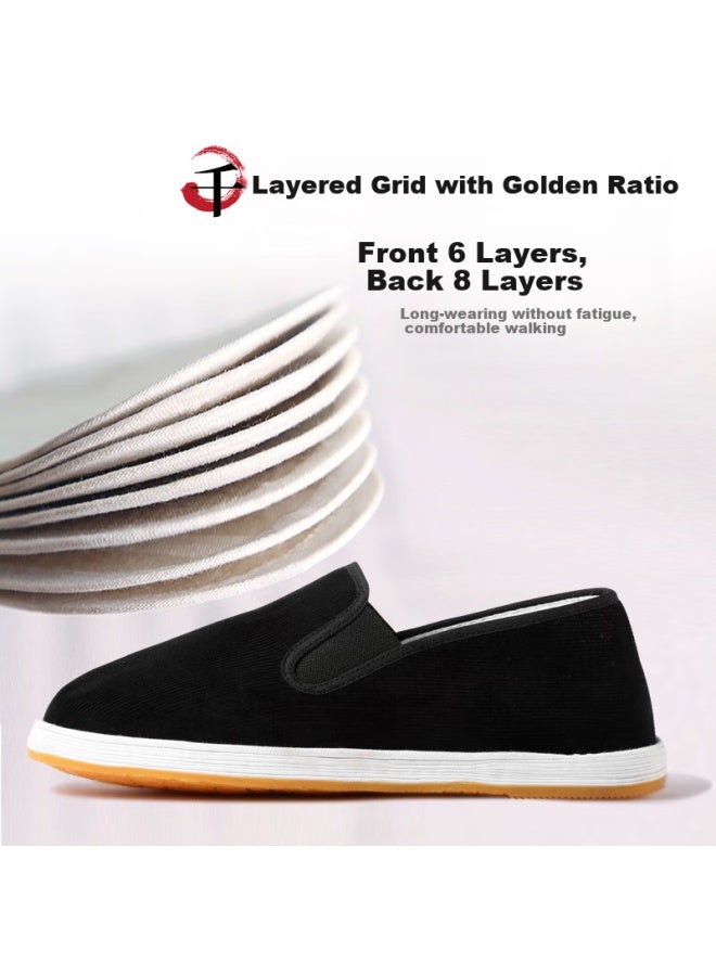 Yuzhaolin Traditional Handmade Beijing Cloth Shoes With Thousand-layer Sole, Slip-on Casual Men's Shoes Y1s-1006 Blue Size 39 - Image 1