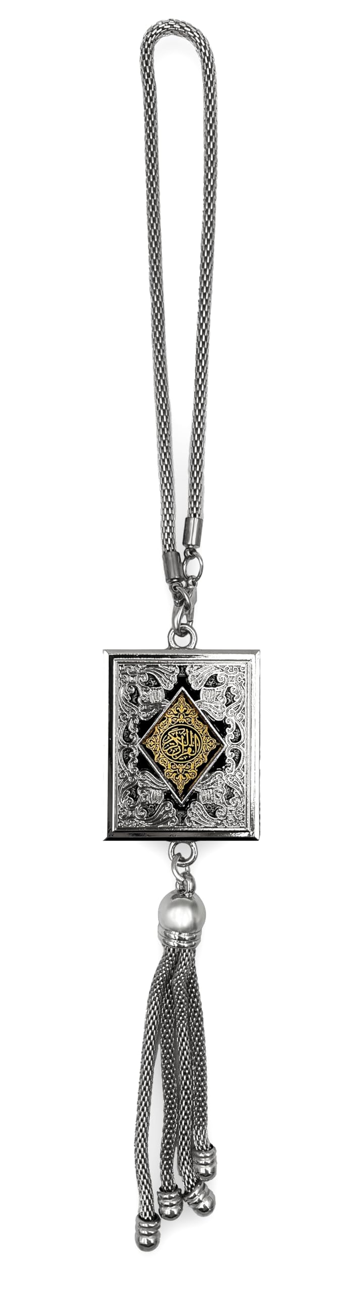 PinMaze Allah Islam Car Rear Mirror Hangers - Muhammad Islamic Al-Quran Ramadan Eid Muslim Car Décor Hanging Charm Decor Interior Accessories (Silver) - Image 5