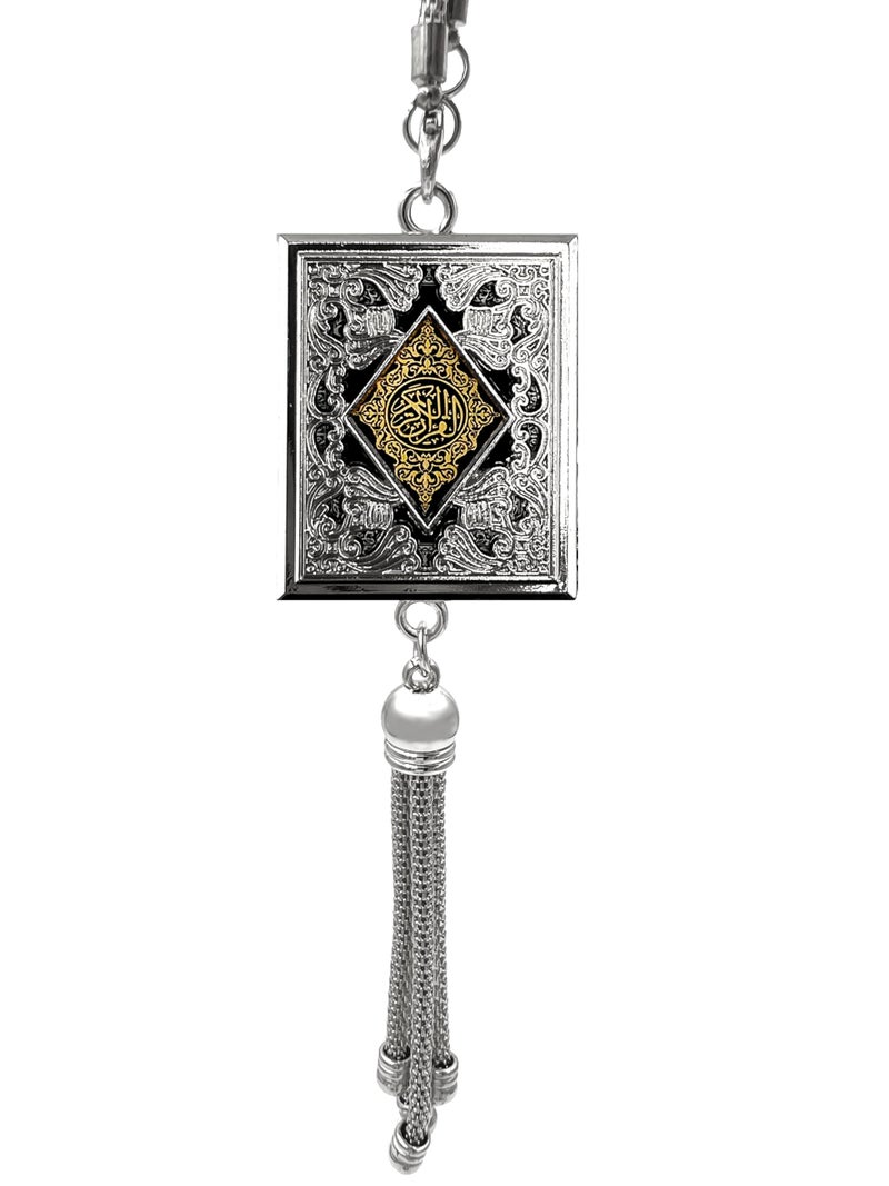 PinMaze Allah Islam Car Rear Mirror Hangers - Muhammad Islamic Al-Quran Ramadan Eid Muslim Car Décor Hanging Charm Decor Interior Accessories (Silver) - Image 2
