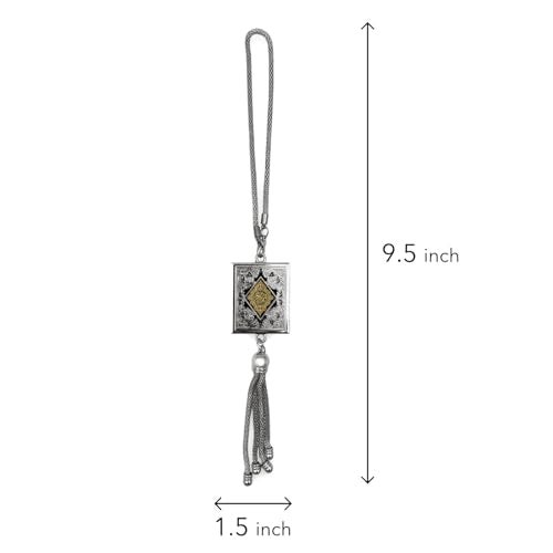 PinMaze Allah Islam Car Rear Mirror Hangers - Muhammad Islamic Al-Quran Ramadan Eid Muslim Car Décor Hanging Charm Decor Interior Accessories (Silver) - Image 3