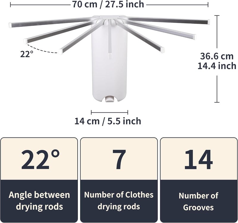 RFOUO Wall Mounted Clothes Drying Rack Tripod,Foldable Drying Rack,Wall Mounted Dryer Rack Clothing,Over The Door Drying Rack for Laundry Bedroom Household Aluminium - Image 2