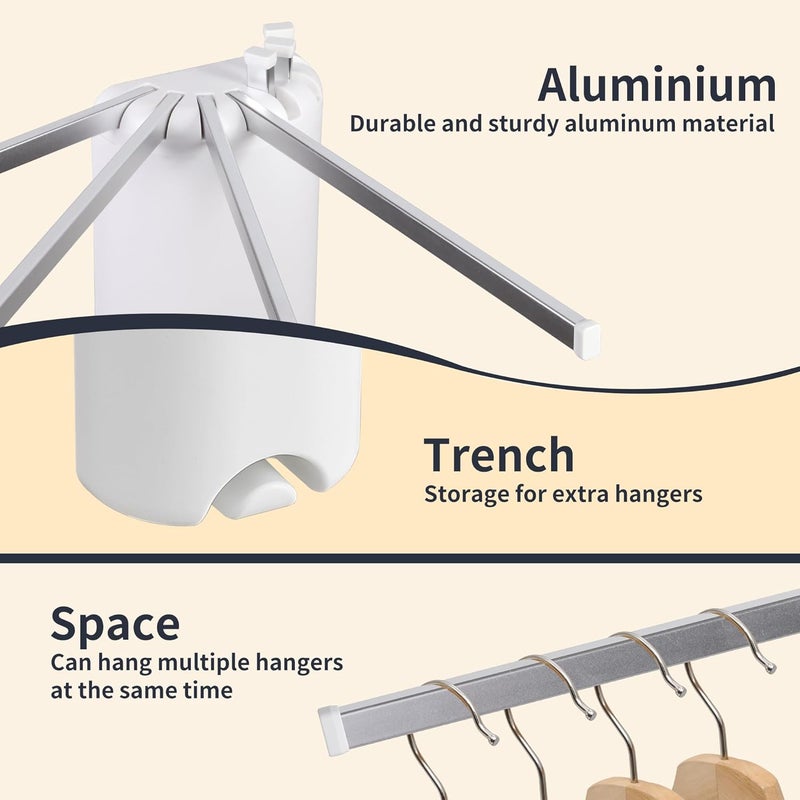 RFOUO Wall Mounted Clothes Drying Rack Tripod,Foldable Drying Rack,Wall Mounted Dryer Rack Clothing,Over The Door Drying Rack for Laundry Bedroom Household Aluminium - Image 3