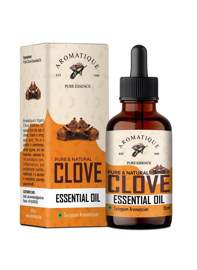 AROMATIQUE - Pure Clove Oil For Teeth Pain- Natural Aromatic Essence For Freshening Ambiance, Dental Care, And Diy Skincare - Pure & Undiluted, 15Ml - Image 1