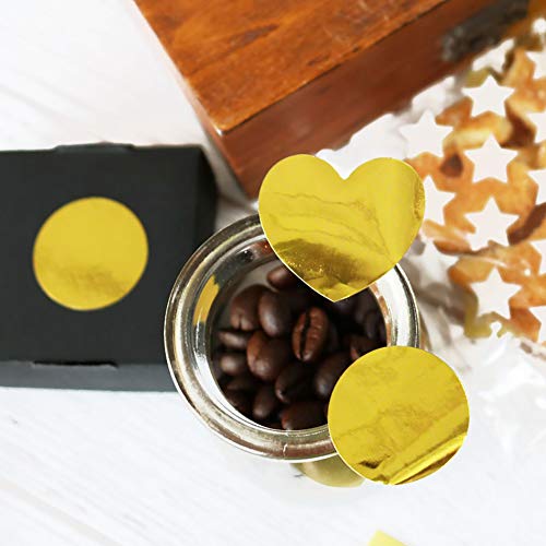 JHere Gold Foil Stickers Heart Shape Stickers Round Dot Labels Adhesive Labels - 240pcs - Image 2