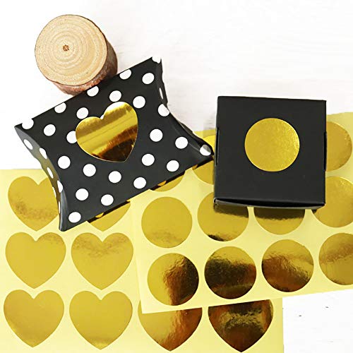 JHere Gold Foil Stickers Heart Shape Stickers Round Dot Labels Adhesive Labels - 240pcs - Image 1