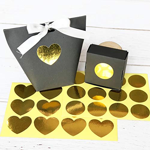 JHere Gold Foil Stickers Heart Shape Stickers Round Dot Labels Adhesive Labels - 240pcs - Image 3