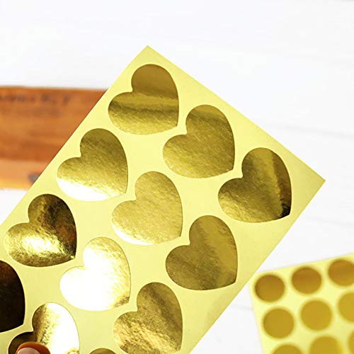 JHere Gold Foil Stickers Heart Shape Stickers Round Dot Labels Adhesive Labels - 240pcs - Image 5