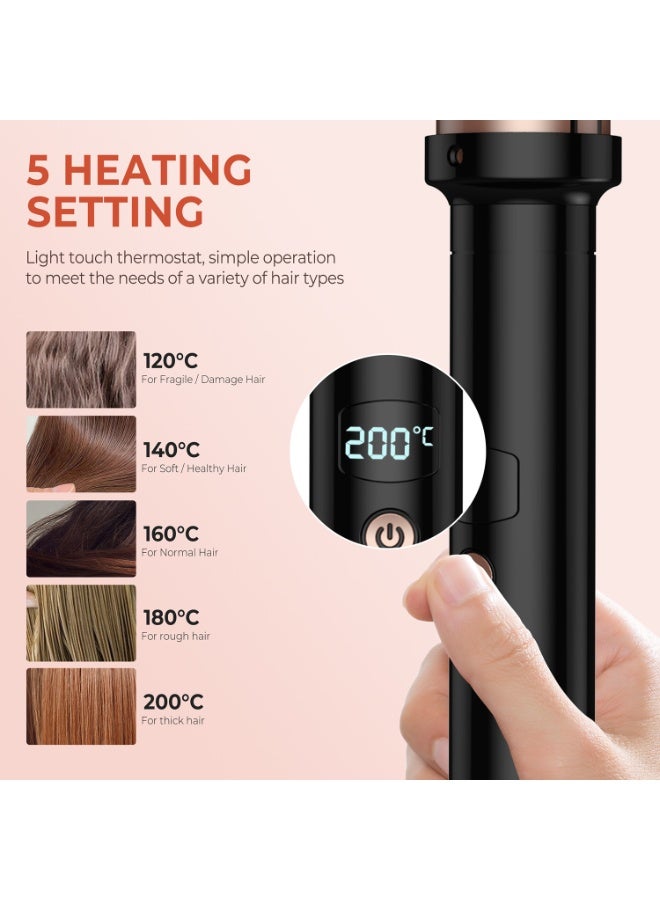 Thermal Brush, Ceramic Curling Comb, Ionic Curling Comb 110-240V Travel Curling Iron, LCD Display, 5 Temperature Settings, 30s Fast Heating, Quick Design Modeling, Black - Image 4