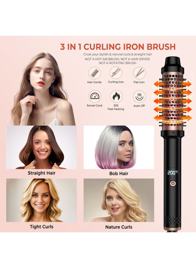 Thermal Brush, Ceramic Curling Comb, Ionic Curling Comb 110-240V Travel Curling Iron, LCD Display, 5 Temperature Settings, 30s Fast Heating, Quick Design Modeling, Black - Image 2