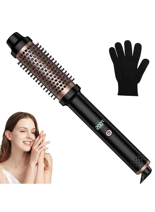 Thermal Brush, Ceramic Curling Comb, Ionic Curling Comb 110-240V Travel Curling Iron, LCD Display, 5 Temperature Settings, 30s Fast Heating, Quick Design Modeling, Black - Image 1