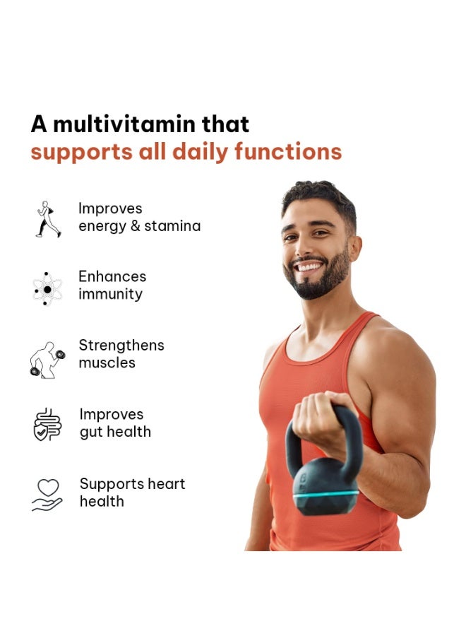 hk vitals Multivitamin Plus Men, 60 Tablets | Daily Multivitamin for Men, For Energy, Stamina, Immunity, Gut, Heart, Bone & Muscle Health - Image 4