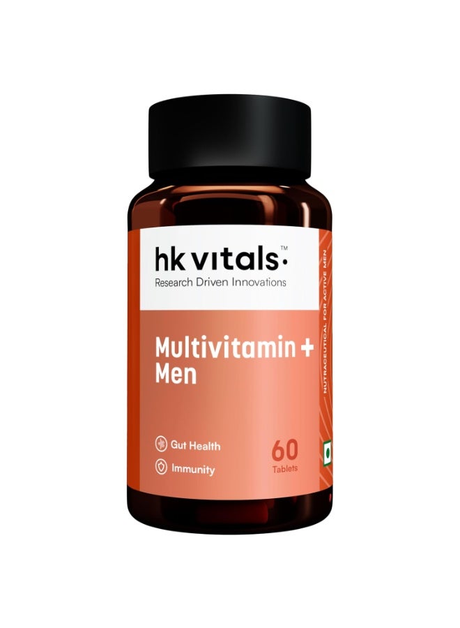 hk vitals Multivitamin Plus Men, 60 Tablets | Daily Multivitamin for Men, For Energy, Stamina, Immunity, Gut, Heart, Bone & Muscle Health - Image 1