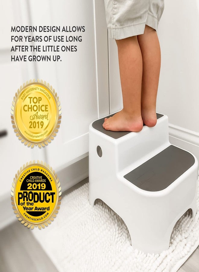Prince Lionheart Dual Height UPPY2 Two Step Stool for Potty Training Kids and Toddlers to Wash Hands - Portable Non Slip Children and Toddler Stepping Stool for Toilet Bathroom or Kitchen (Gray) - Image 3
