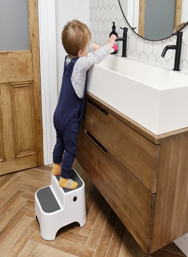 Prince Lionheart Dual Height UPPY2 Two Step Stool for Potty Training Kids and Toddlers to Wash Hands - Portable Non Slip Children and Toddler Stepping Stool for Toilet Bathroom or Kitchen (Gray) - Image 2
