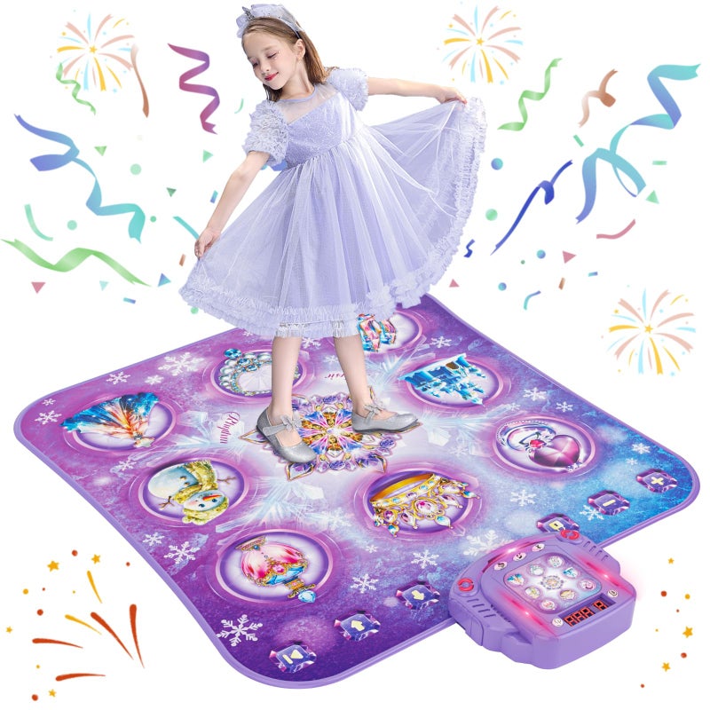 Surelect Dance Mat for 3-12 Year Old Girls, Frozen Dance Pad with Wireless Bluetooth, Purple Electronic Music Princess Toys Birthday for Kids and Toddlers Ages 3 4 5 6 7 8 9 10 + - Image 1