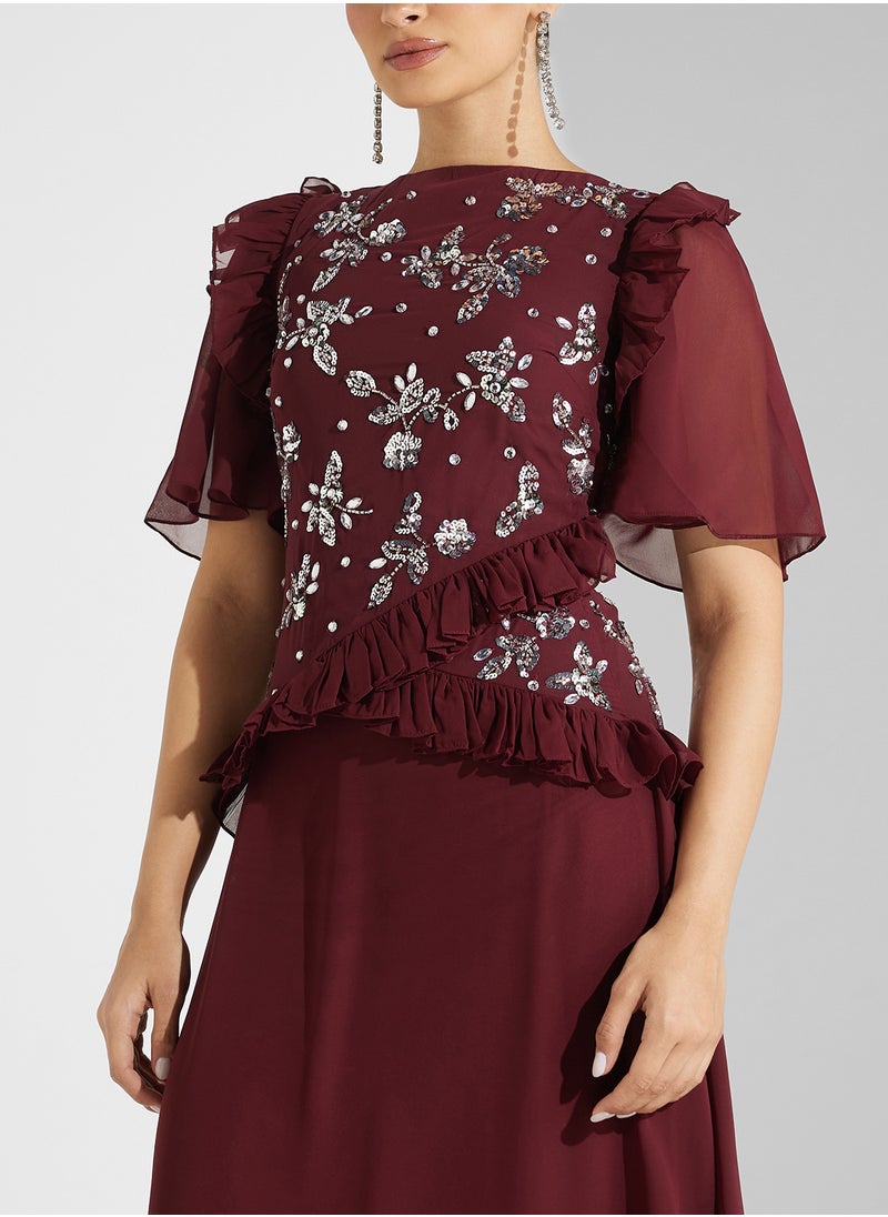 Frock and Frill - Mesh Detailed Maxi Dress - Image 1