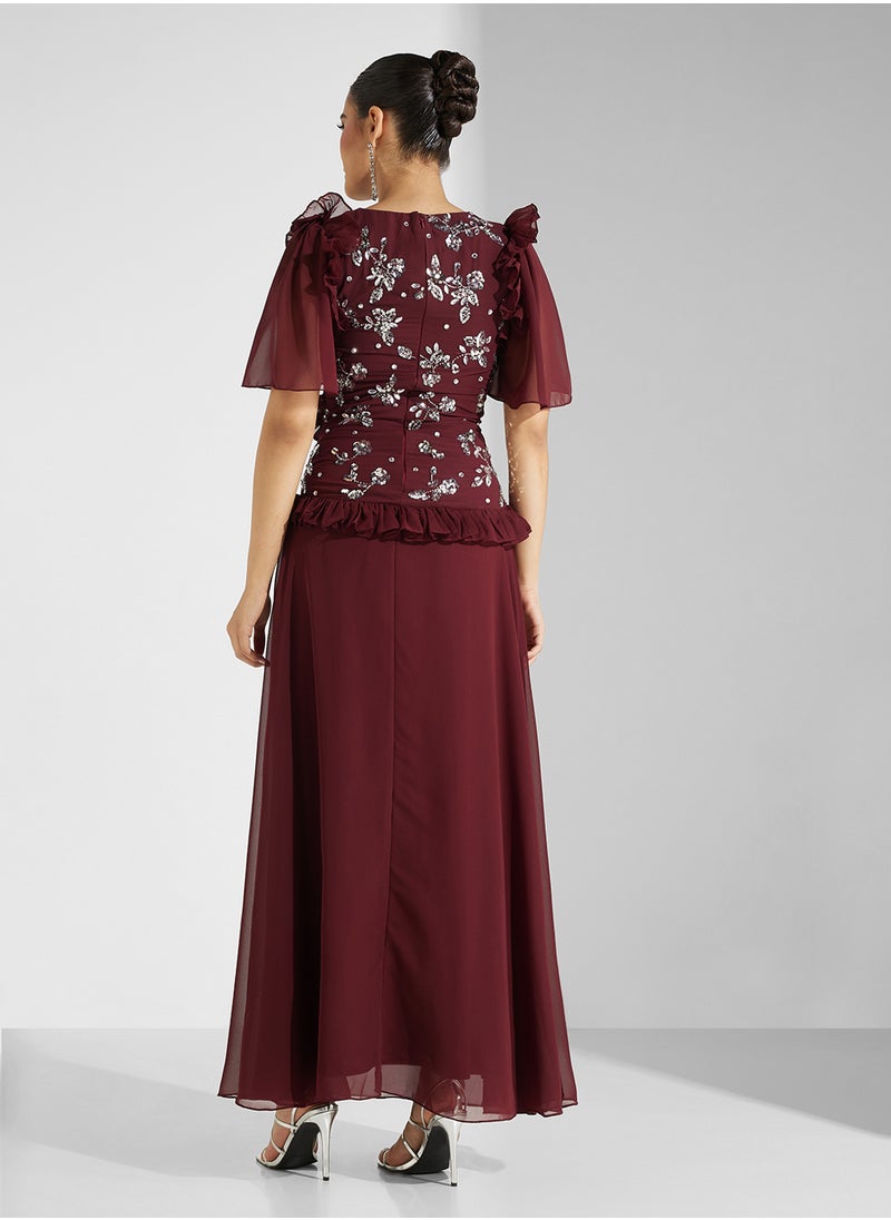 Frock and Frill - Mesh Detailed Maxi Dress - Image 1