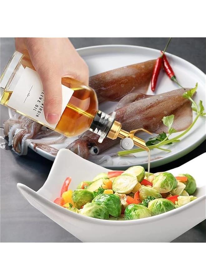 HOOKOR 2 Pack Glass Olive Oil Dispenser Bottle,500ML Coffee Syrup Dispenser w. Weighted Pourer, Vinegar Dispenser set with Labels Funnel, Glass Olive Olive Bottle,Oil Container Bottles - Image 2
