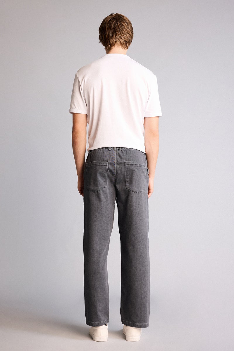 DeFacto Grey Man Soft Textured Wide Leg Jeans Casual - Image 5