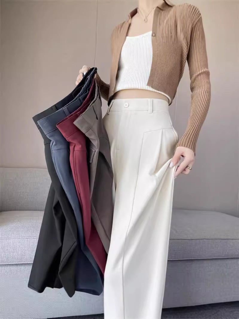 Brown Color High-End Sense Suit Wide-Leg Pants Women'S Autumn High Waist Dummy Sense Small Casual Straight Pants - Image 3