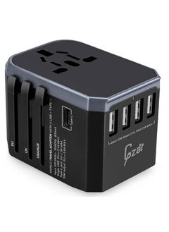 Gzar Gzar Universal Travel Adapter International Power Plug Adapter Ultra Fast All in One 4 Ultra Fast USB Port Type C 3.4A Multi Adapter Worldwide UK EU US AU  - Image 1