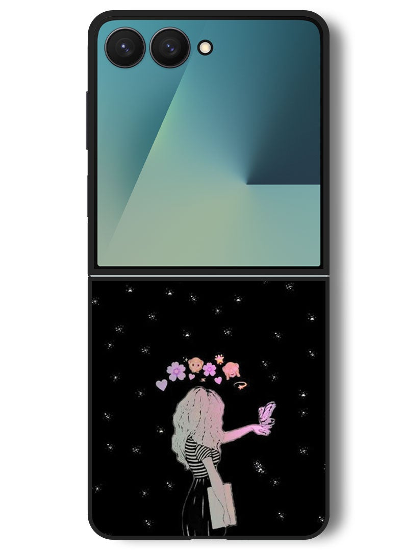 Theodor Case Compatible with Samsung Galaxy Z Flip 7 - 6.9 Inch Protection Shockproof Bumper Cover Girl Butter - Image 1