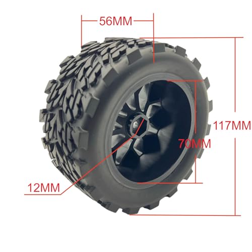 ZRRC 12mm Hex RC Wheels and Tires 110 Scale RC Truck Tires and Wheels for Traxxas Rustler Stampede 2wd 4x4 vxl Hoss ERevo Redcat Volcano EPX RIAARIO AMORIL Preglued 28 RC MT Tyres Wheels - Image 5