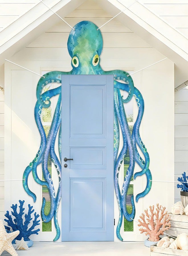 Oitnlaughter Under The Sea Door Banner Giant Marine Octopus Porch Sign Banners Ocean Animal Photo Booth Props Hanging Backdrop for Summer Ocean Theme Birthday Party Baby Shower Classroom Wall Door Decor Supplies - Image 5