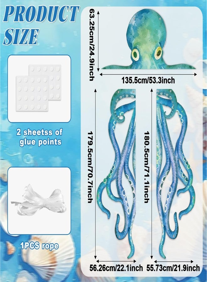 Oitnlaughter Under The Sea Door Banner Giant Marine Octopus Porch Sign Banners Ocean Animal Photo Booth Props Hanging Backdrop for Summer Ocean Theme Birthday Party Baby Shower Classroom Wall Door Decor Supplies - Image 2