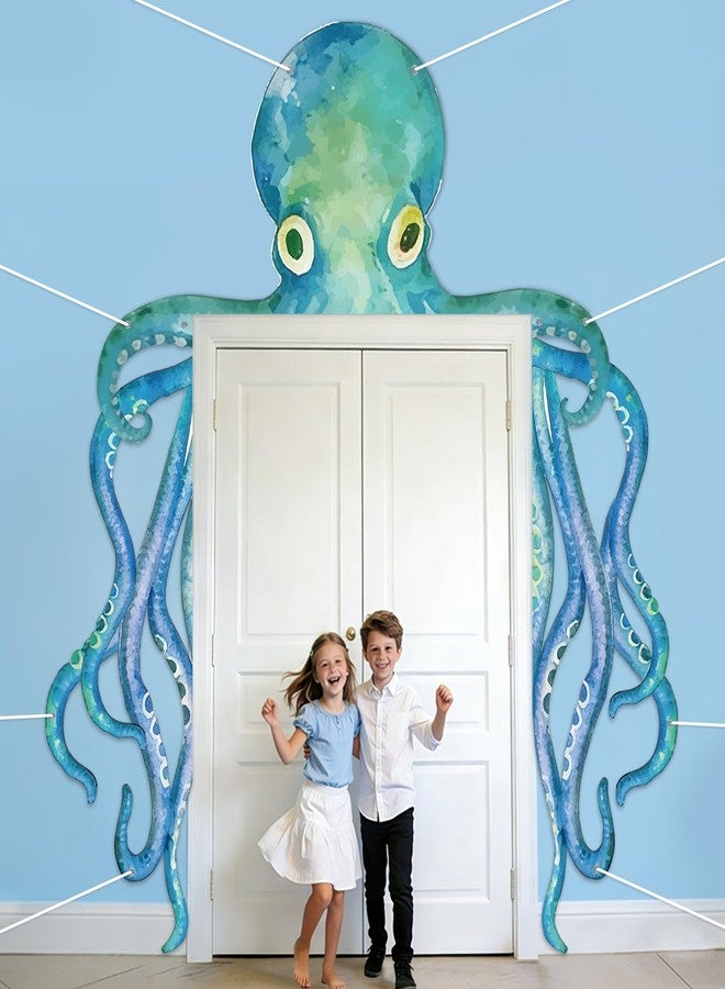 Oitnlaughter Under The Sea Door Banner Giant Marine Octopus Porch Sign Banners Ocean Animal Photo Booth Props Hanging Backdrop for Summer Ocean Theme Birthday Party Baby Shower Classroom Wall Door Decor Supplies - Image 4