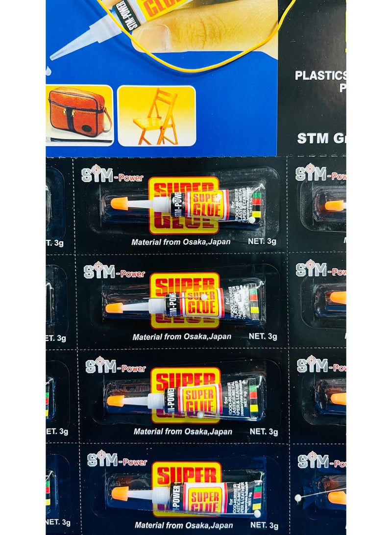 قوة اس تي ام أنبوب غراء فائق من STM، 12 × 3 جرام شفاف للخشب والمطاط والبلاستيك والمعادن والورق والجلد - Image 4