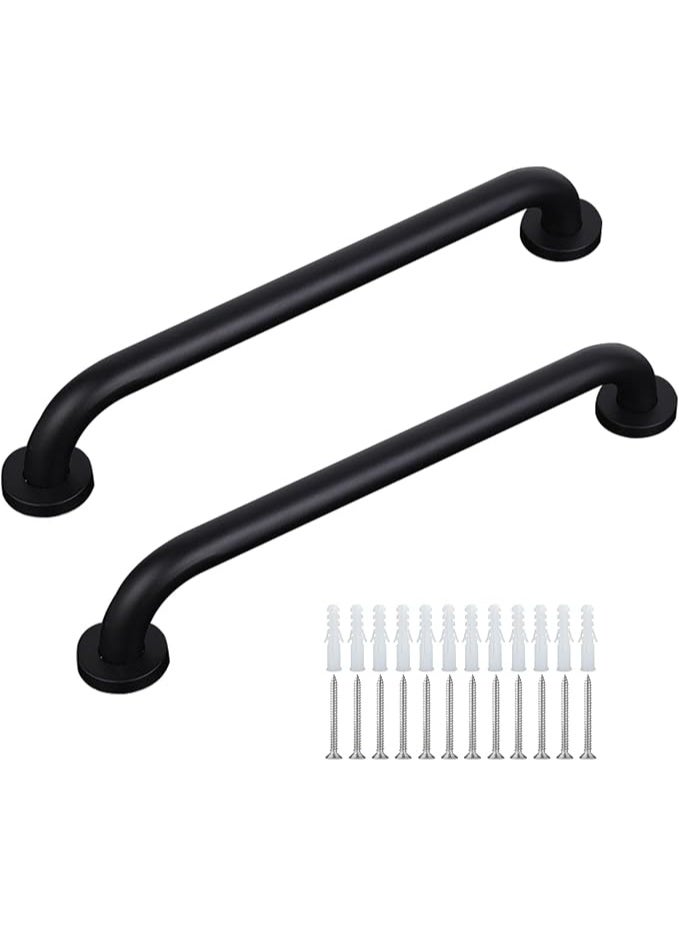 2 Pcs 12 Inch The Black Stainless Steel Handrail Bar Stairway Hand Bar Steel Outdoor Deck Rail Handle Indoor & Outdoor Deck Hand Rail Rustic Pipe Handle - Image 1