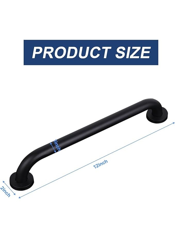 2 Pcs 12 Inch The Black Stainless Steel Handrail Bar Stairway Hand Bar Steel Outdoor Deck Rail Handle Indoor & Outdoor Deck Hand Rail Rustic Pipe Handle - Image 3